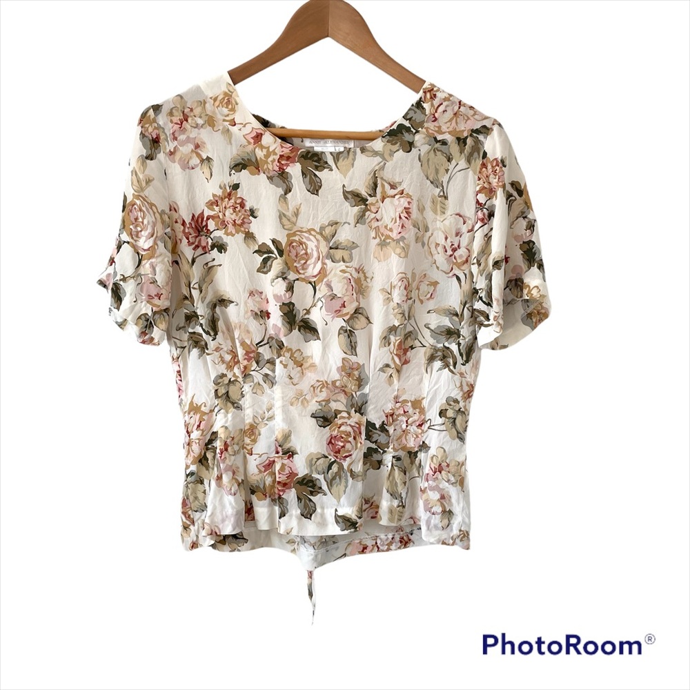 Vintage Floral Silk Cottage Core Blouse